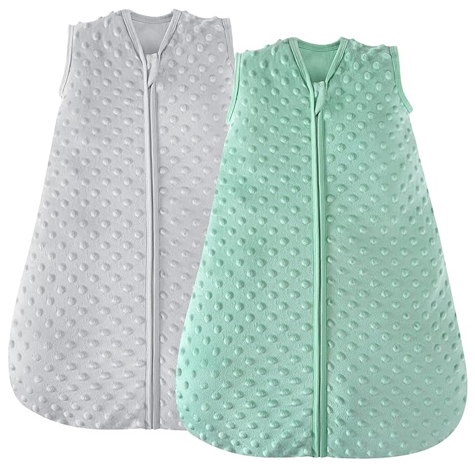 JELLYMONI Fleece Baby Sleep Sack 0-6 Months, 1.5 Tog Warm Winter Baby Wearable Blanket with Plush Dots and 2-Way Zipper, Cotton Toddler Sleep Sack
