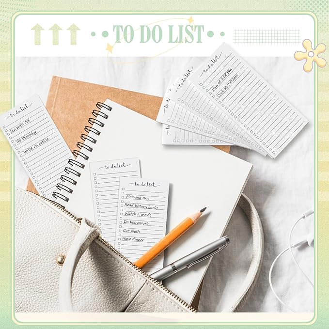 Censen 10 Pack 500 Sheets To Do List Notes Daily Checklist Notepads with 50 Sheets Each Undated Color Memo Pad Block Shopping List Pad Weekly Plan Notepad Organizer Planners(White,Lined)