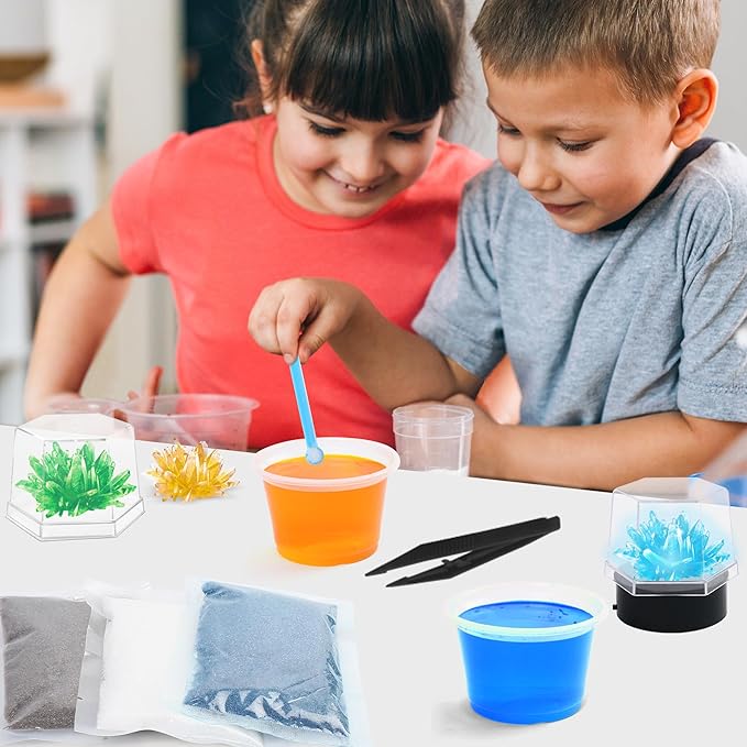 BenBen Crystal Growing Kit for Kids, Grow 6 Crystals with Light Up Display Stand, Educational STEM Toys for Girls and Boys, Science Kit for Kids Age 8-14, Birthday Gifts Science Experiments