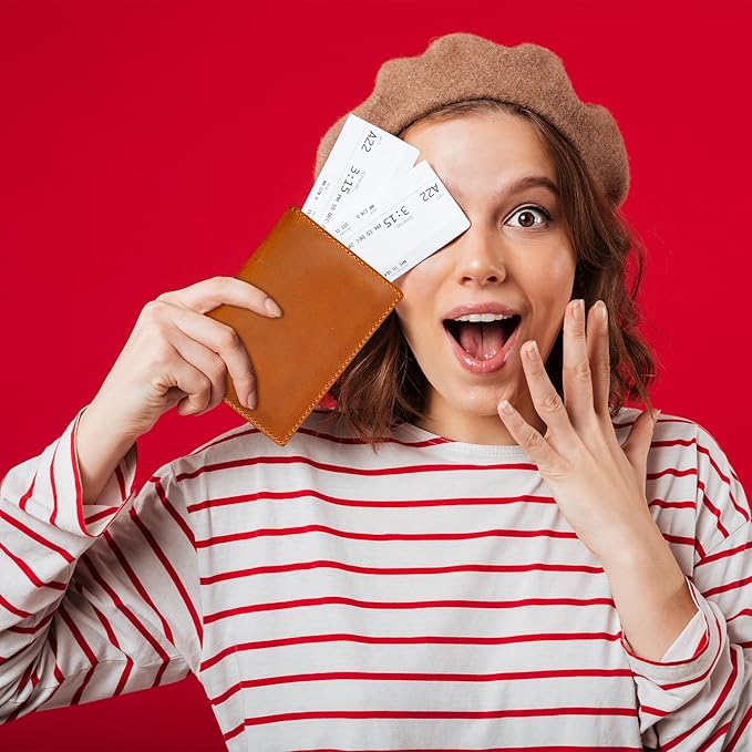 HIFA Leather Passport Holder, Handmade Passport Cover with Card and Ticket Slot - Genuine Leather, Elegant Design, Easy Access - Passport Case, Passport Wallet, Passport Holder