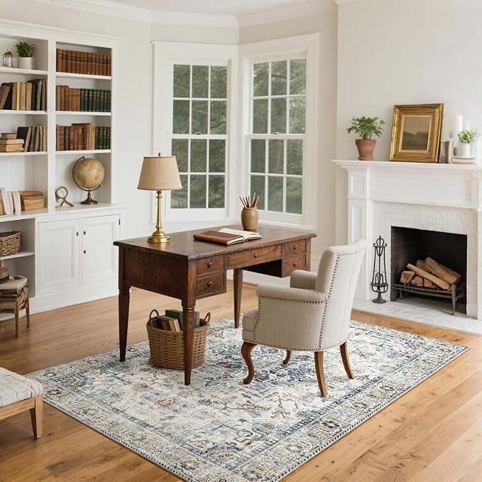 Machine Washable Throw Rugs for Entryway: Door Mat Indoor Entrance 4x6 Small Rug Stain Resistant Non-Slip Low Pile Soft Carpet for Kitchen Front Door Indoor Entry Bathroom Bedroom