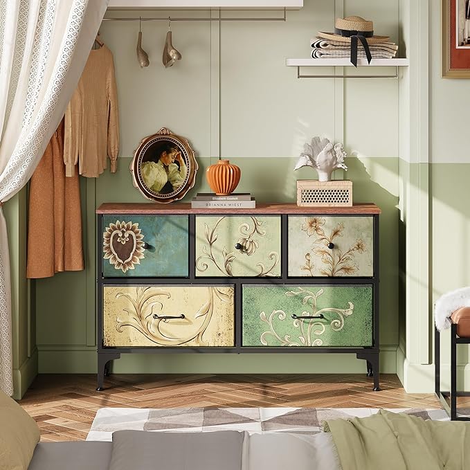 WLIVE Dresser for Bedroom with 5 Drawers, Wide Chest of Drawers, Fabric Dresser - Image 4