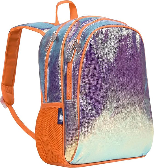 Wildkin 15-inch Kids Backpack – Durable, Padded, Adjustable for School & Travel - Orange Shimmer