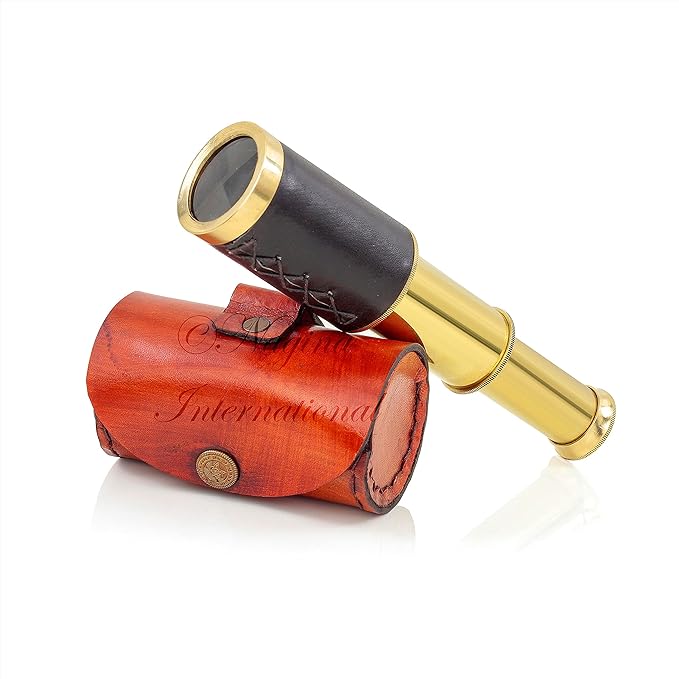 6" Solid Brass Quality Handcrafted Spyglass Telescope Set with Brown Carry Bag to Complete Your Collection [ B0957Y5NWK]