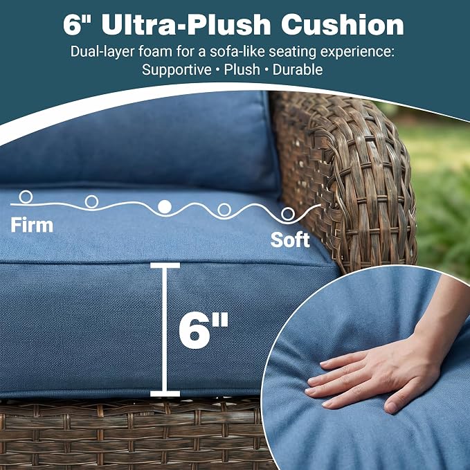 Patio Furniture Set, High Back Swivel Rocker Chairs, Weather Resistant Olefin - Image 2
