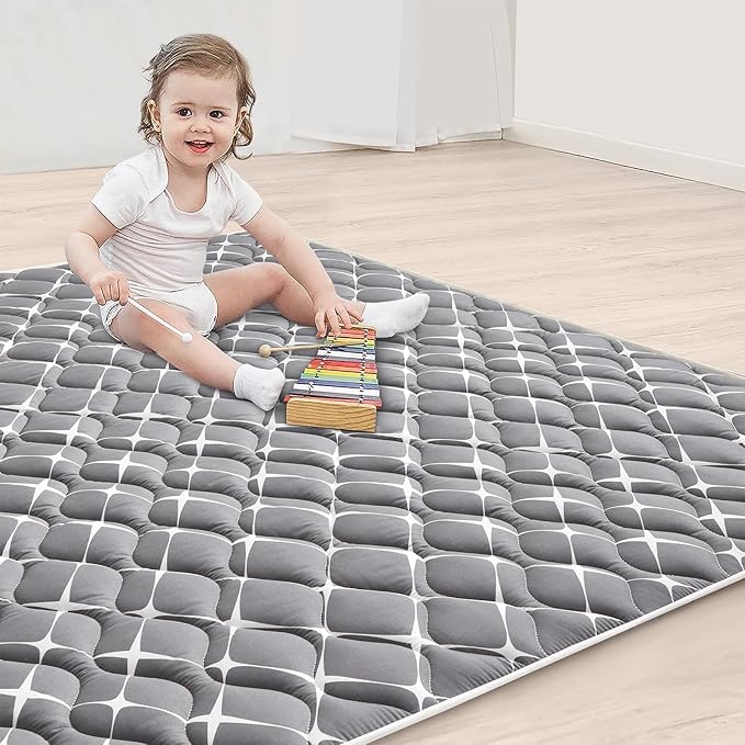 High-Density Foam Baby Play Mat, 59x59 Inches Thicken One-Piece Comfortable and Soft Playmat, Non Slip Machine Washable Floor Mat for Infants, Tapete para Bebes,Toddlers