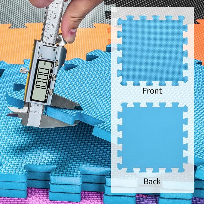 qqpp EVA Rubber 18 Tiles Interlocking Puzzle Foam Floor Mats - Baby Play Mat for Playing | Exercise Mat for Home Workout. White, Gray, Dark Green. QC-ALPb18N