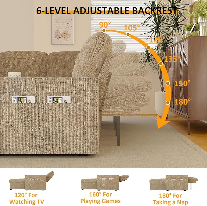 Modular Sectional Sleeper Sofa Bed, Couches - Image 4