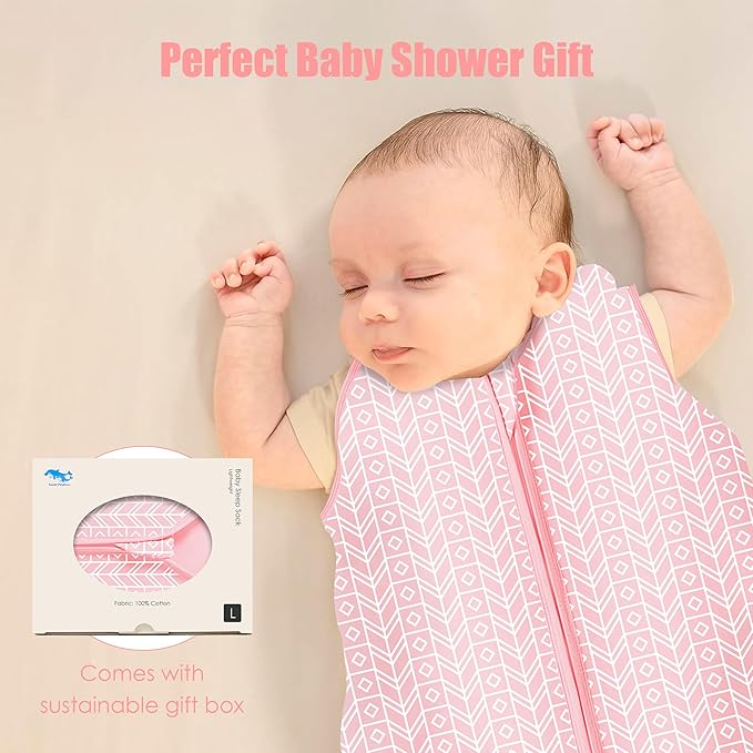 SWEET DOLPHIN Baby Sleep Sack 12-18 Months - 100% Cotton 2-Way Zipper TOG 0.5 Infant Wearable Blanket, Newborn Essentials Toddler 3 Pack Sleeping Sacks - Pink