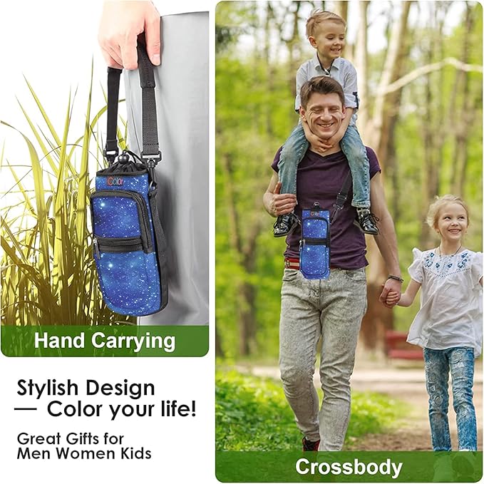 icolor Water Bottle Carrier Bag with Strap 25/32/40 oz Crossbody Bottle Holder with Phone Pocket Sling Sleeve Insulated Neoprene Water Bottle Pouch for Walking Travelling