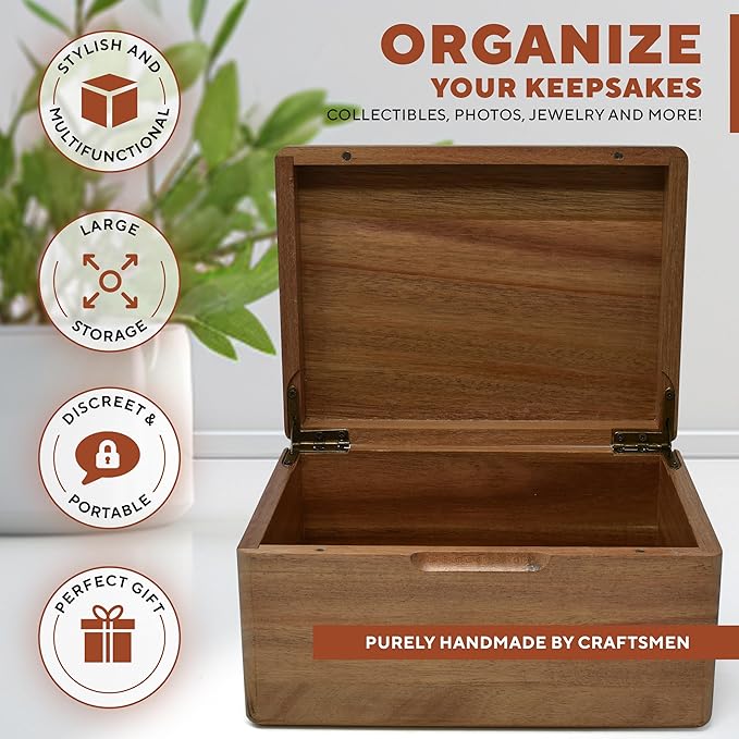 Sunflower Wooden Keepsake Box - Unique Gift for Women, Floral Keepsake for Girls, Personalized Gifts for Teen Girls or Daughters, Dandelion Storage Boxes, Custom Wood Box Flowers, 8x6x4 in