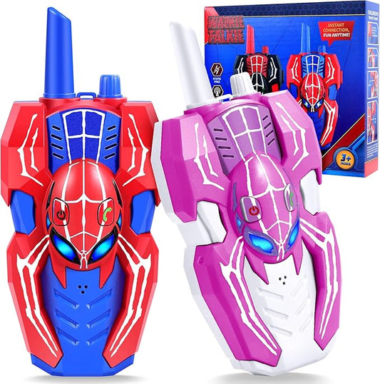 Vvinca Spider Walkie Talkies for Kids Toys Ages 3 4 5 6 7 8 9 10 Boys Girls 2 Pack Superhero Toys Lanyard Long Range Clear Sound Outdoor Game Camping Gear Spy Gadgets & Easter Christmas Birthday Gifts