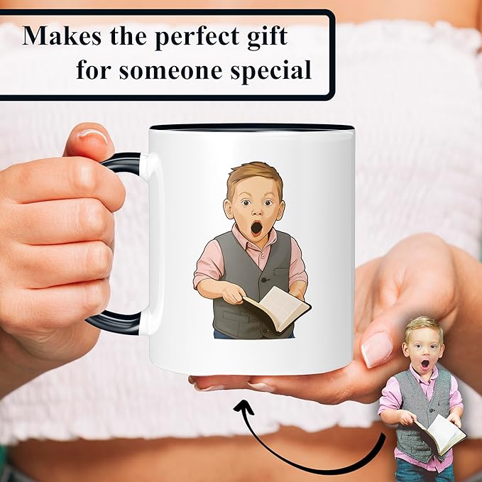 Personalized Coffee Mug, Custom Drawing Portrait Gift, Funny Customized Coffee Gift for Men & Women, Custom Mugs with Pictures, Black 11oz Father's Day Mug