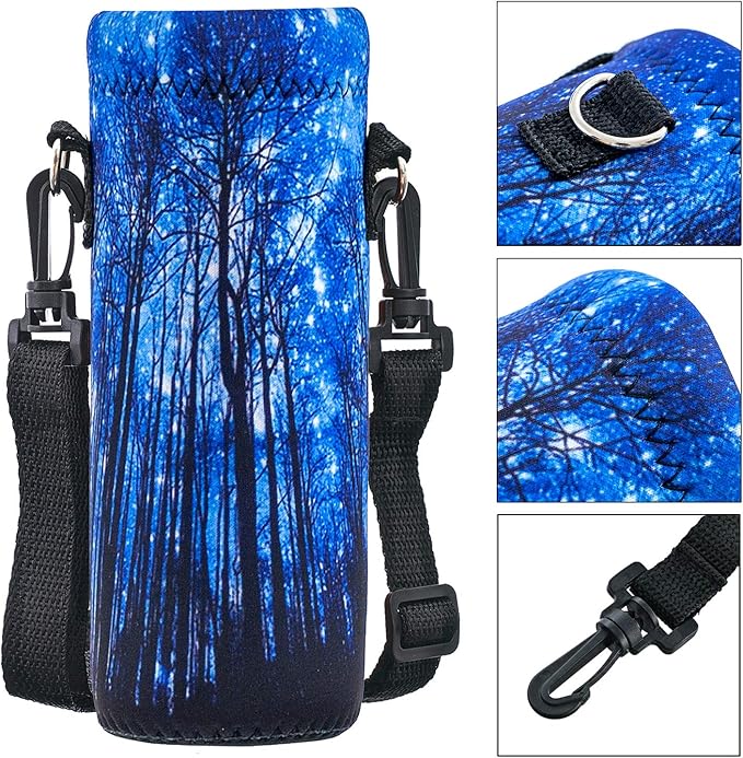 Neoprene Water Bottle Carrier Bag with Adjustable Shoulder Strap for Men Women Walking Hiking,Portable Insulated Holder Case for Stainless Steel/Glass/Plastic Bottles