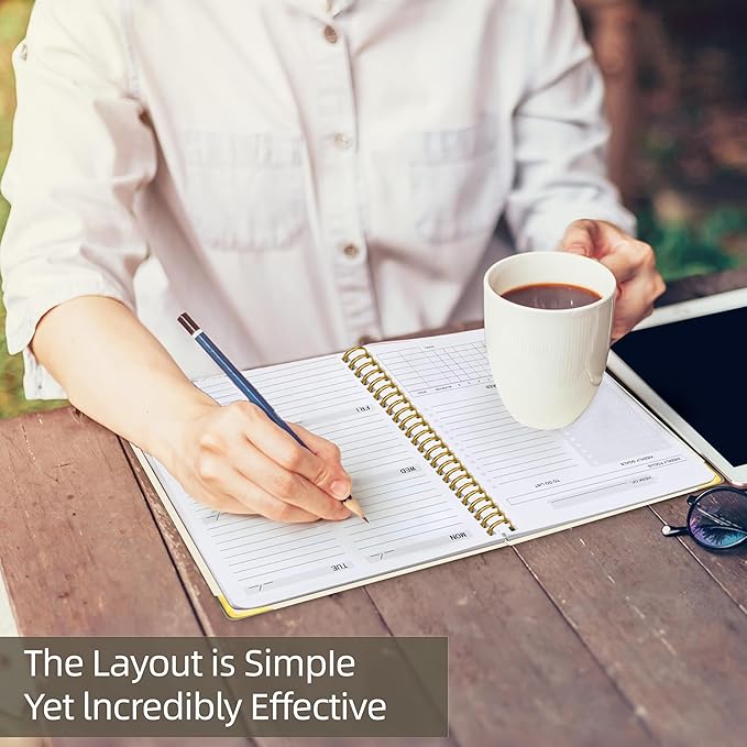 Undated Weekly Planner, Weekly To Do List Notebook with Goal & Habit Tracker Organizer, A5 5.8" x 8.0" Weekly Planner Notebook with Spiral Binding for Men or Women