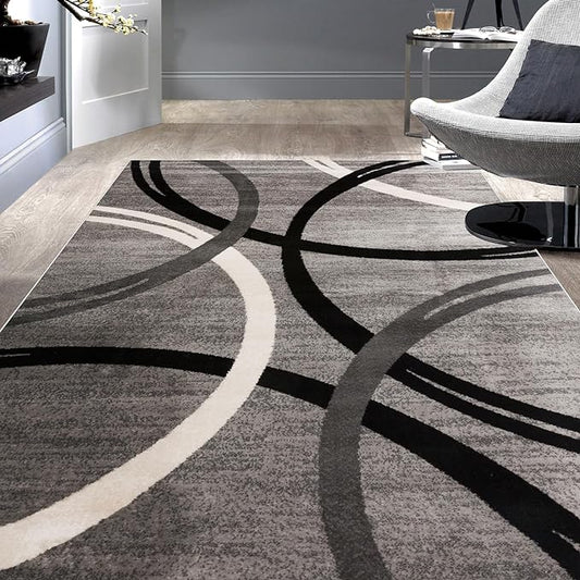 Rugshop Modern Wavy Circles Design Area Rug 7' 10" x 10'2" Gray