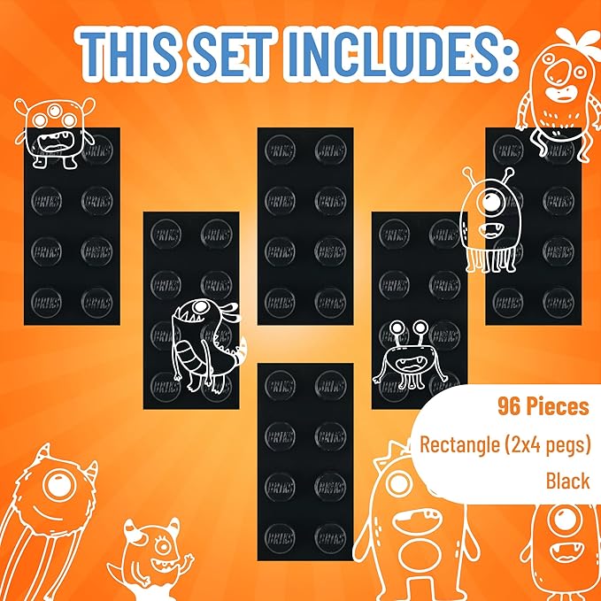 Strictly Briks Classic Bricks Starter Kit - 96-Piece Black 2x4 Set - Compatible with Major Brick Brands - Building Blocks for Ages 3+ - Encourages Creativity & Imagination