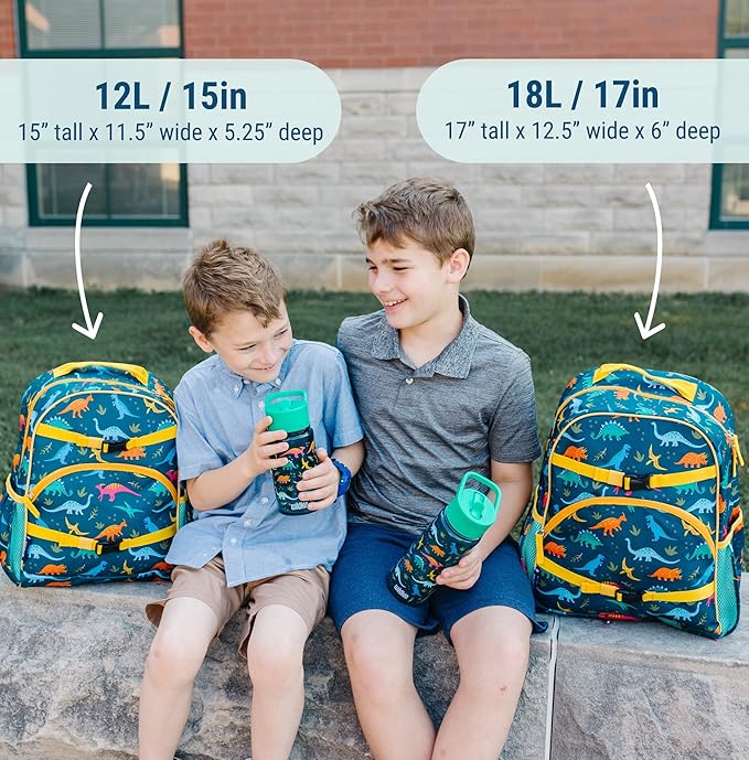 Wildkin ECO rPET 15-inch Kids Backpack – Sustainable, Padded, Adjustable – Jurassic Dinosaurs