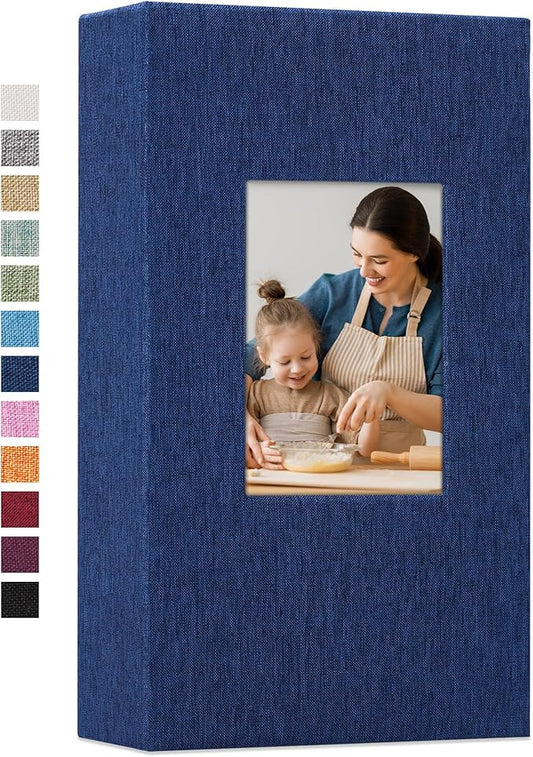 Vienrose Linen Photo Album 300 Pockets for 4x6 Photos Fabric Cover Photo Books Slip-in Picture Albums Wedding Baby Blue