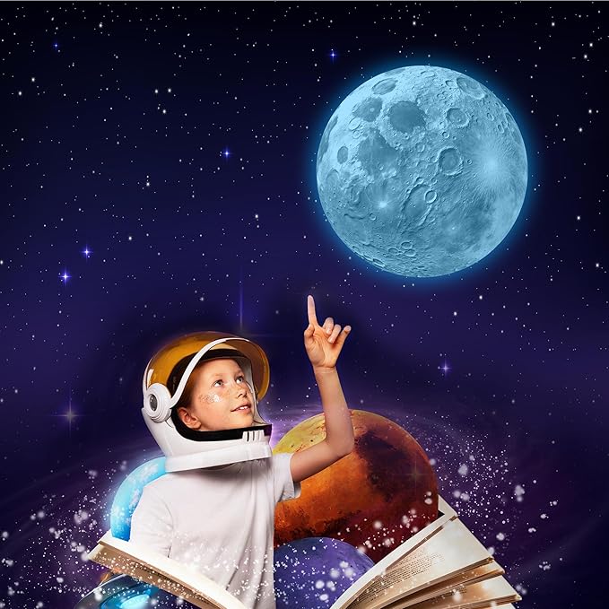 Glow in The Dark Sun for Ceiling, Luminous Planet Wall Sticker, Kids Bedroom Wall Decal, Sticky Fluorescence Sun, Gift for Boys and Girls (Blue)