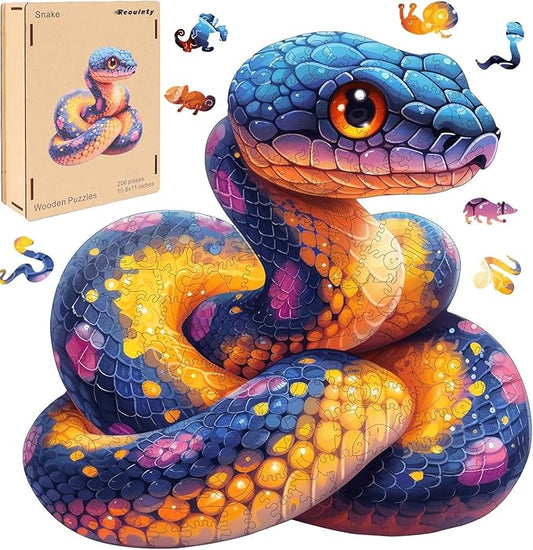 Wooden Puzzle for Adults, Snake Wooden Jigsaw Puzzles(16.6 * 16.9in-500pcs), Unique Shape Animal Adult Puzzles,Irregular Wood Puzzles Best Gift for Adults and Kids Family Game