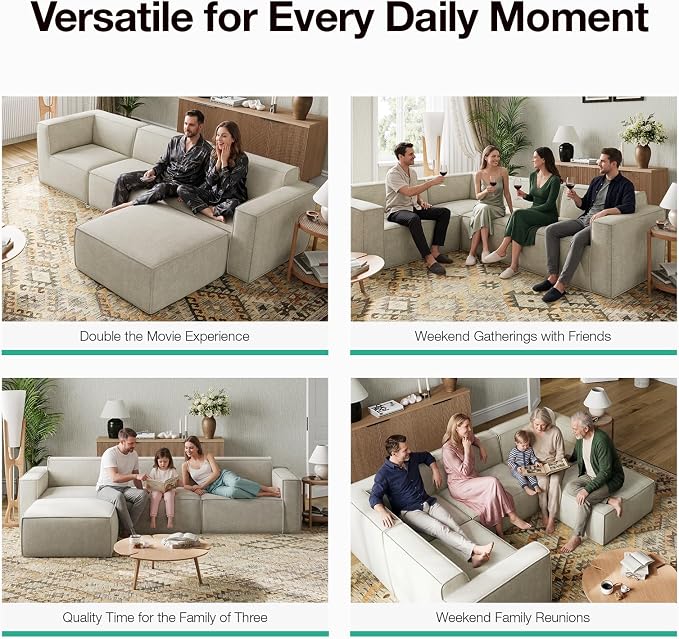 Novilla 142.5" Modular Sectional Sofa, No Assembly Cloud Sectional Couch - Image 11