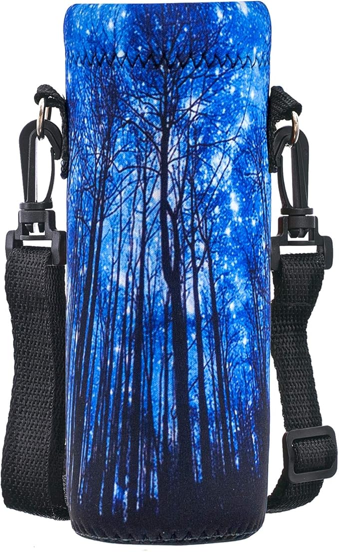 Neoprene Water Bottle Carrier Bag with Adjustable Shoulder Strap for Men Women Walking Hiking,Portable Insulated Holder Case for Stainless Steel/Glass/Plastic Bottles