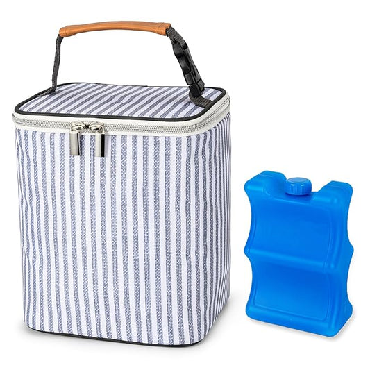 Breast Milk Cooler Bag with Ice Pack Fits 4 Baby Bottles Up to 9 Ounce, Baby Bottle Tote Bag Great for Nursing Mom Daycare