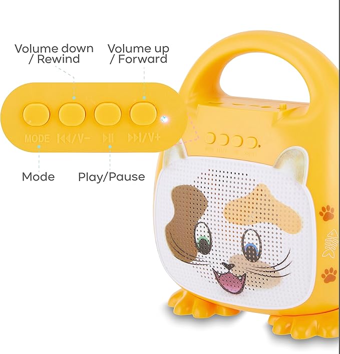 Singimals Kids Karaoke Speaker with Microphone - Unleash Your Child's Inner Superstar, Bluetooth v5.1, 12H Playtime, 5W Speaker, Multicolor LED Lighting, Patches The Cat
