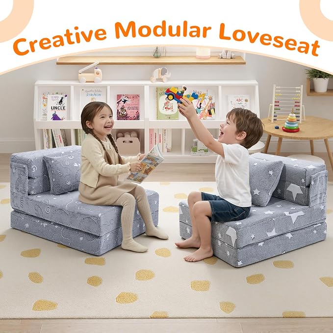 MeMoreCool Kids Floor Mattress Glow in The Dark, Convertible Sofa Couch - Image 6