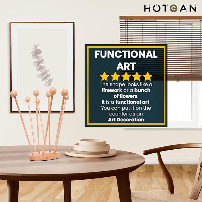 Beech Wood Plastic Bag Drying Rack - Reusable Bag & Bottle Dryer, Space-Saving Design for Kitchen, Easily Assembled and Disassembled for Storage