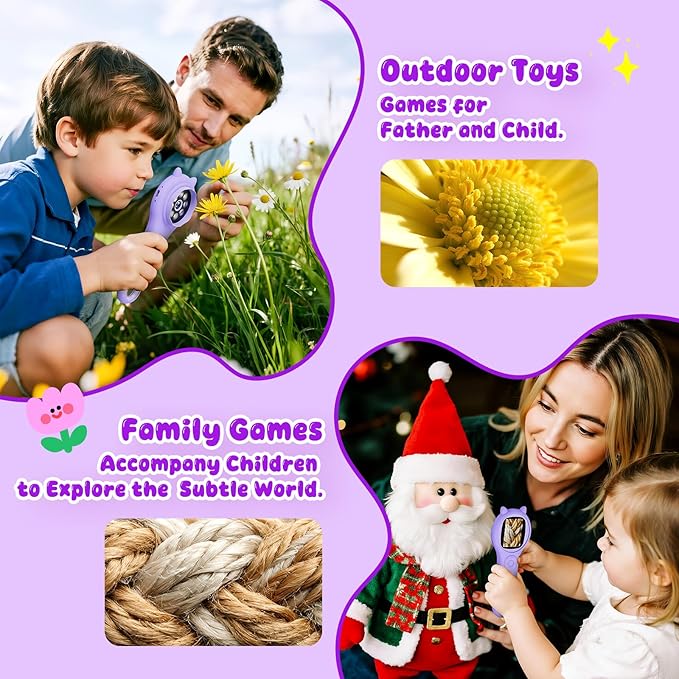 Microscope for Kids - Mini Pocket Handheld Microscope for Toddlers-STEM Educational Science Kit Toys for Christmas Birthday Gifts Toys for 5 6 7 8 9 10 11 12 Year Old Girls（Purple）