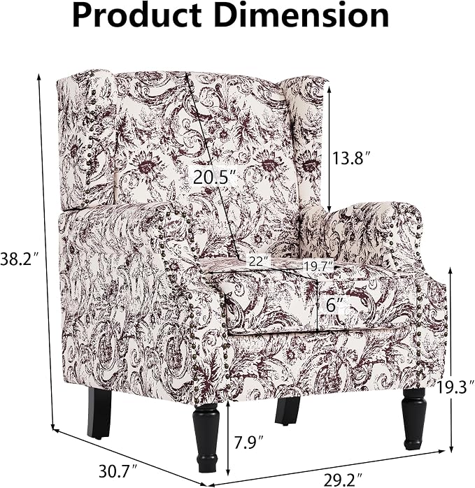 Pia Ricco High Back Floral Accent Chair - Image 2