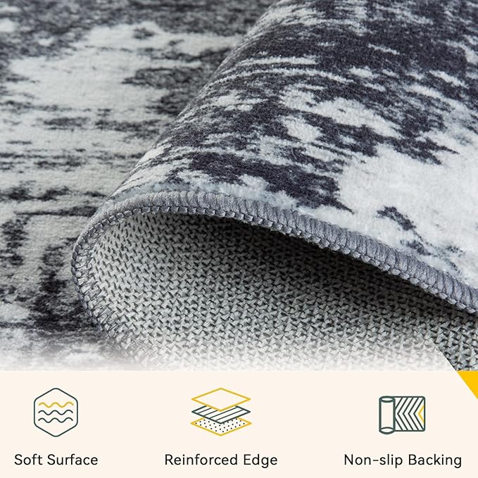 RELEANY Washable Area Rugs 6'x9' Non-Slip Modern Abstract Soft - Image 3