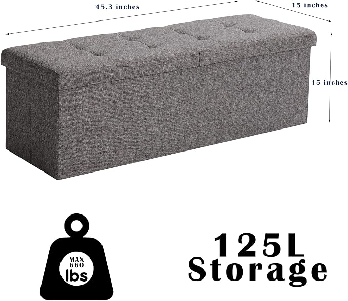 45.3 Inches Ottoman Bench With 166L Storage Space - Image 3