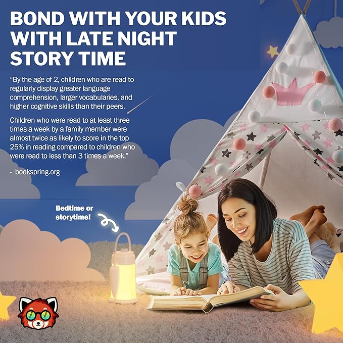 Kids Lantern Book Night Light Lamp for Camping Gear, Kids Reading Light, Toddler Camping NightLight, LED Study Desk Lamp for Students, USB Rechargeable 6-12 Hour Battery for Emergencies Power Outages