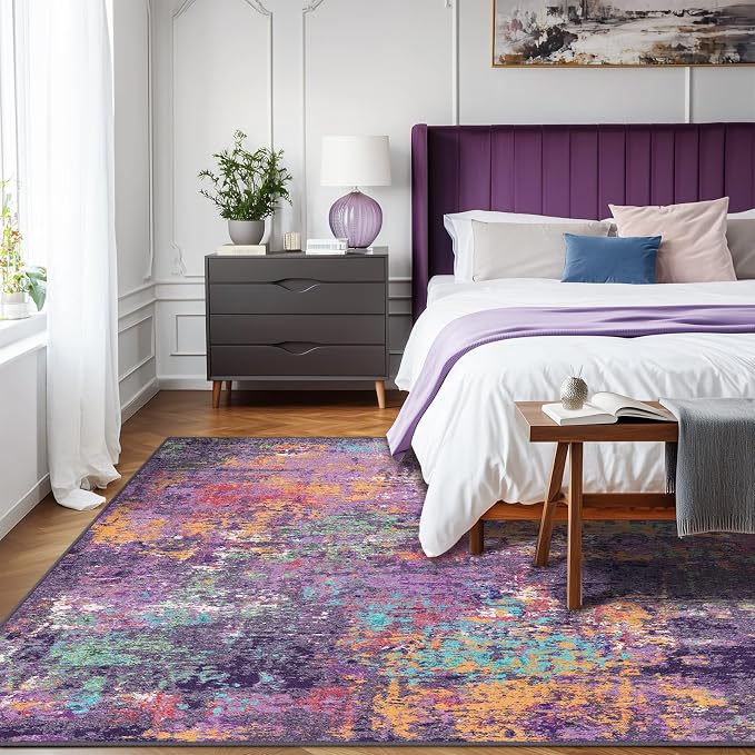 RELEANY Washable Area Rugs 5'x7' Non-Slip Modern Abstract Soft - Image 3