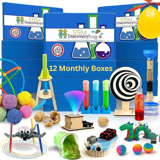 STEM Science Kit Subscription – 12 Monthly Boxes, 36 Total Hands-On Projects | Engineering & Building Toys for Kids Ages 7-12 | Educational Activities for Boys & Girls