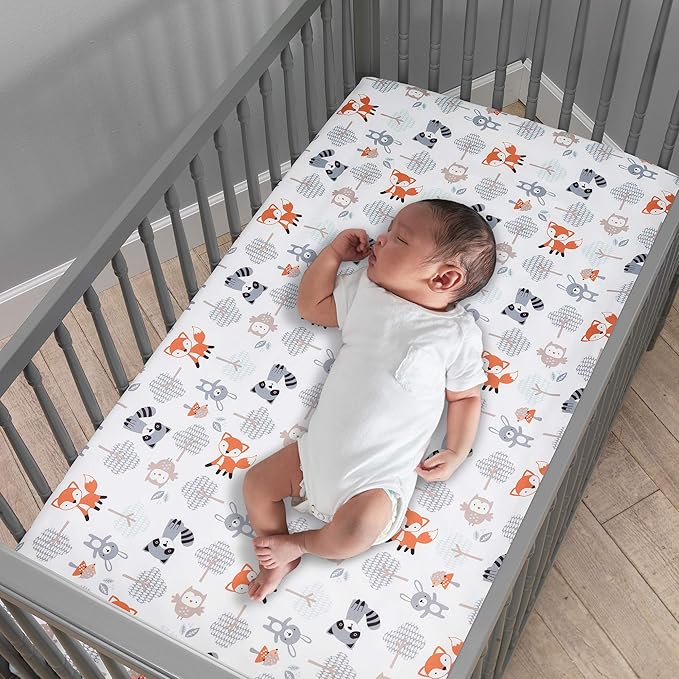 Bedtime Originals Woodland Friends Animals Mint/Gray 5-Piece Crib Bedding Set
