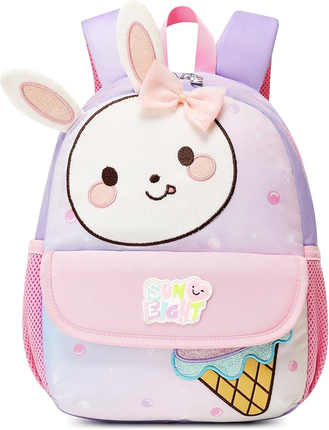 Toddler Backpack for 1-3 Year Old Girls & Boys Waterproof 3D Animal Cartoon Rabbit Design Kids Travel Backpack Lightweight Preschool Daycare Bag with Adjustable Straps(Little White Rabbit)