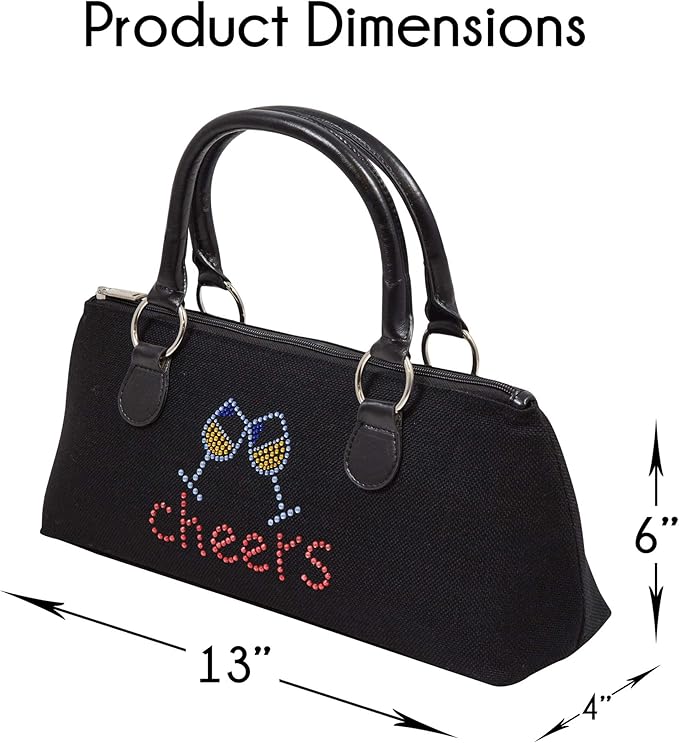 Wine Clutch Bag (Thermal Insulated) Trendy Women’s Carry Tote | Holds Red & White 750mL Bottles | Trendy Fashion | Incl. Portable Waiter-Style Corkscrew (Cheers)