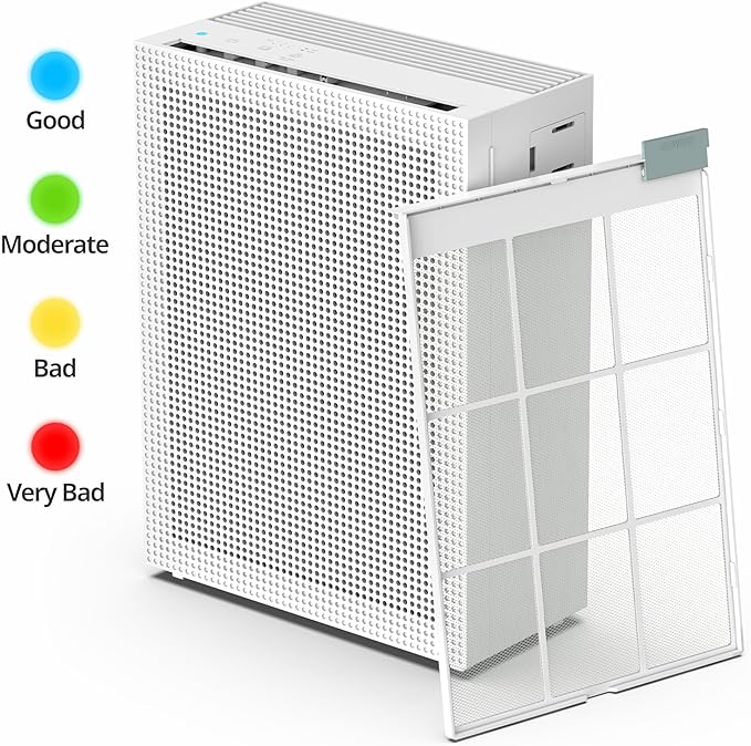 COWAY Air Purifiers for Home Bedroom up to 1,035ft² with Washable Filter, True HEPA Filter for Smoke, Pollen, Dander, Smell Air Purifier with Air Quality Monitor, Auto Mode, 3yr Warranty, 150, White