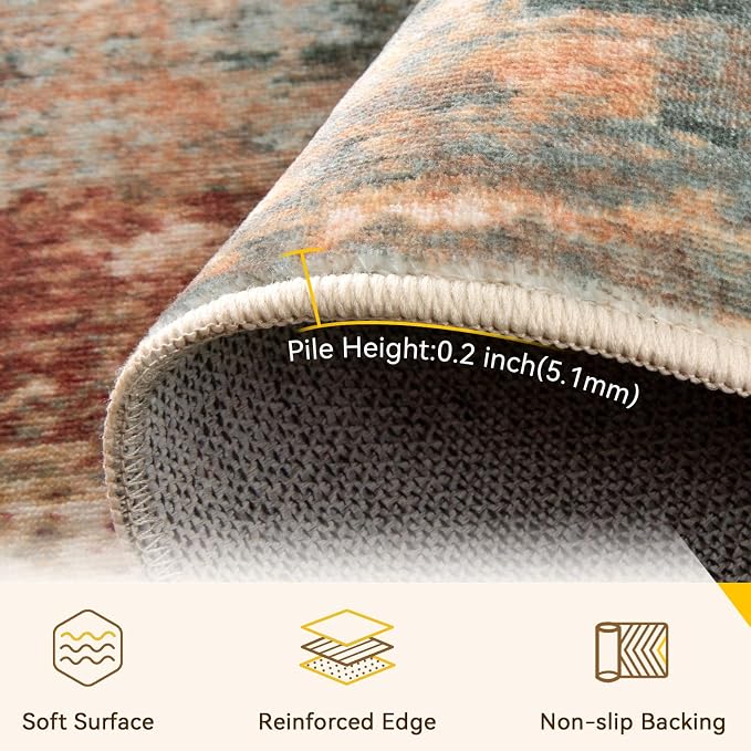 RELEANY Washable Area Rugs 4'x5' Non-Slip Modern Abstract Soft - Image 4
