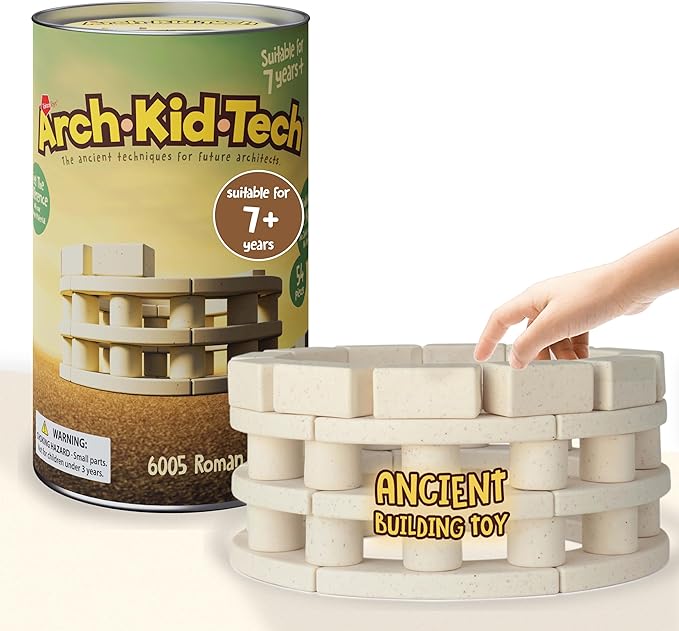 Taksa Toys Arch-Kid-Tech Roman Theater STEM Building Blocks Kit - 54-Piece Premium Educational Set for Kids Ages 7-10+ Years - Indoor Architectural Construction Games - Montessori Learning Toys