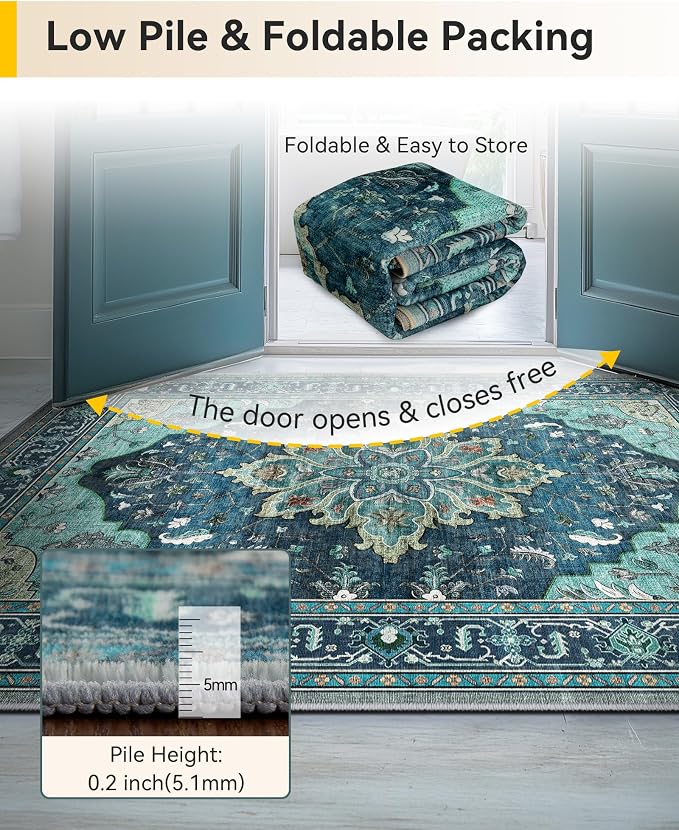 RELEANY Area Rugs 2'x6' Runner Rug Non Slip Washable - Image 6