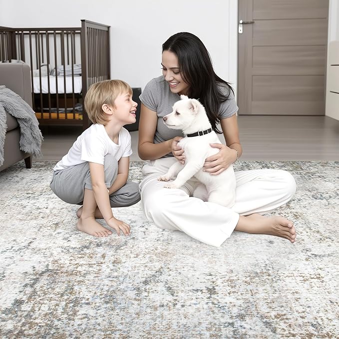 6x9 Area Rug Living Room Rug: Washable Modern Abstract Soft Thin Rug Indoor - Image 9