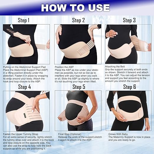 ChongErfei Maternity Belt, Pregnancy 3 in 1 Support Belt for Back/Pelvic/Hip Pain, Maternity Band Belly Support for Pregnancy Belly Support Band (M: Fit Ab 35.5"-47.3", Black)