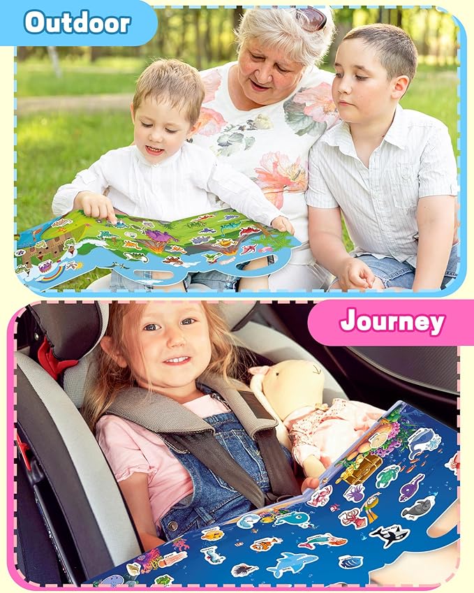 Reusable Sticker Book for Toddlers 2-4 Years, Stickers for Kids, Toddler Sticker Book Ages 1-3, Toddler Craft Activities, Toddlers Travel Toys Ages 2+ Boy Girl Birthday Gifts