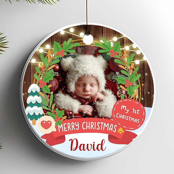 Personalized Baby First Christmas Ornament 2025 - Custom Ornament for New Babies, Boys, Girls - Sweet New Parents Keepsake - Christmas, Birthday Gift for Couples, Family, Welcoming Newborn