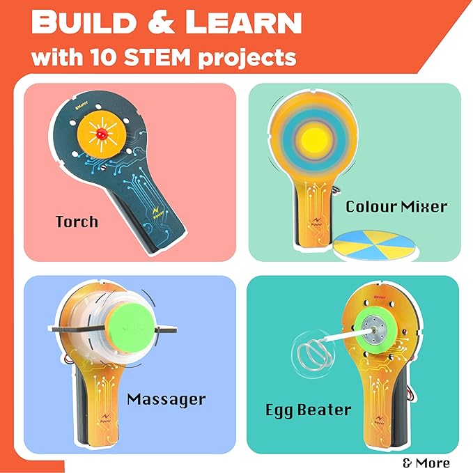 Butterfly EduFields STEM Kit 10-in-1 Science Experiments & Projects for Kids Ages 5-12 | Engineering Building Toy, Electronic Motor Robot Craft for Boys & Girls, Outdoor Summer Gift